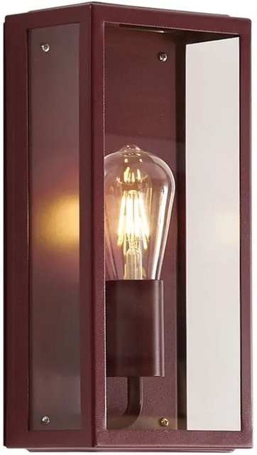 QAZQA Rotterdam Klassische Außenwandleuchte aus Edelstahl und Glas in Berry Red Rot, IP44, dimmbar, E27 - Bild 1