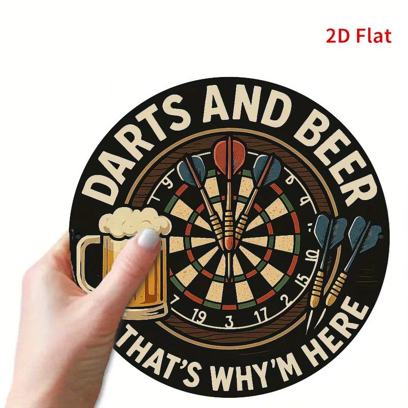 Potdemiel Metall-Wandkunst Darts and Good Times Rundes Eisenschild Multicolor Durchmesser: 19,81 cm - Bild 3