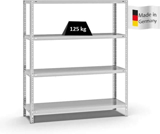 PROREGAL Fachbodenregal Light-Duty Schraubsystem, 4 Ebenen, Lichtgrau, H x B x T: 150 x 130 x 40 cm - Bild 1