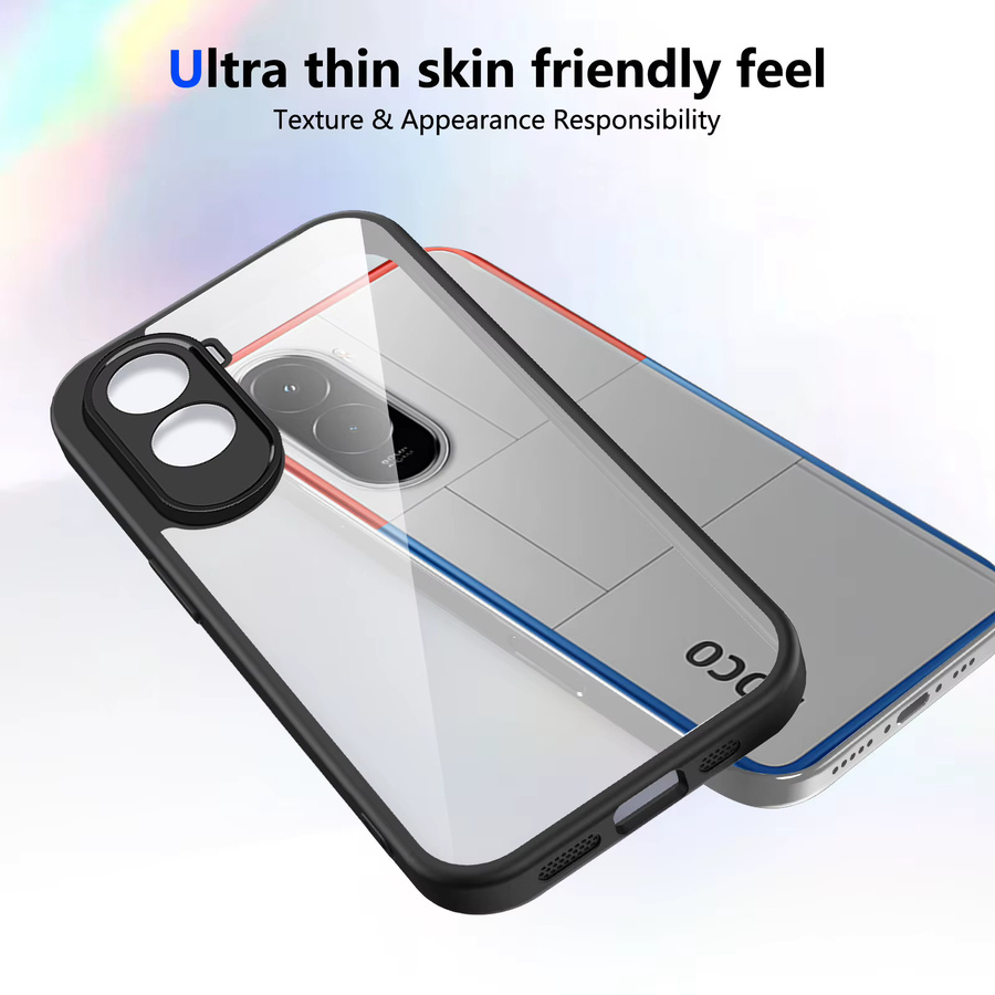 Xiaomi Poco M7 4G und Poco M7 Plus Handyhülle mit matter Rückseite und Luftpolster-Silikon-Bumper in Transparent oder Purple - Bild 2