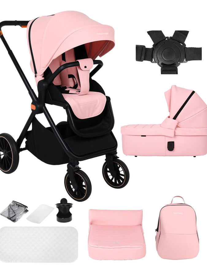BabyVoyage 2-in-1 Faltbares Reisesystem Kinderwagen mit Aluminiumrahmen in Pink - Bild 5