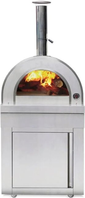 MyOutdoorKitchen Pizzaofen Naples Stainless Collection holzbefeuert aus Edelstahl mit Thermometer und Schornstein - Bild 1