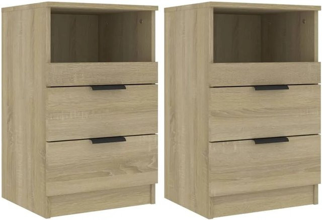vidaXL Nachttische 2er-Set Modell 5 aus Holzwerkstoff in Sonoma-Eiche, Farbe Braun, B/T/H: 36 x 40 x 65 cm - Bild 1