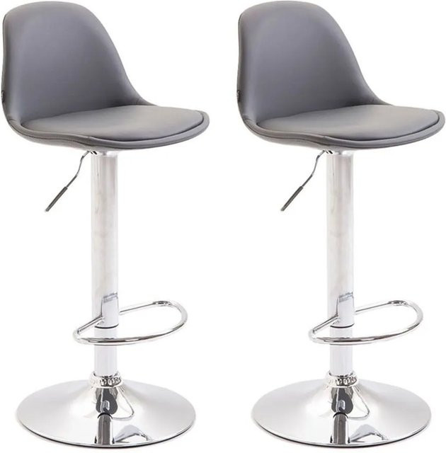 DELUKE 2er Set Barhocker LUNOR aus Kunstleder in Grau mit silbernen Elementen, B/T/H: 39 x 39 x 82 cm - Bild 1