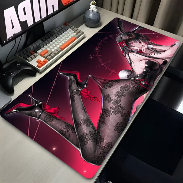 Übergroßes Anime-Girl Gaming-Mauspad in Multicolour mit rutschfester Gummiunterlage und genähten Kanten für PC und Laptop - Bild 1