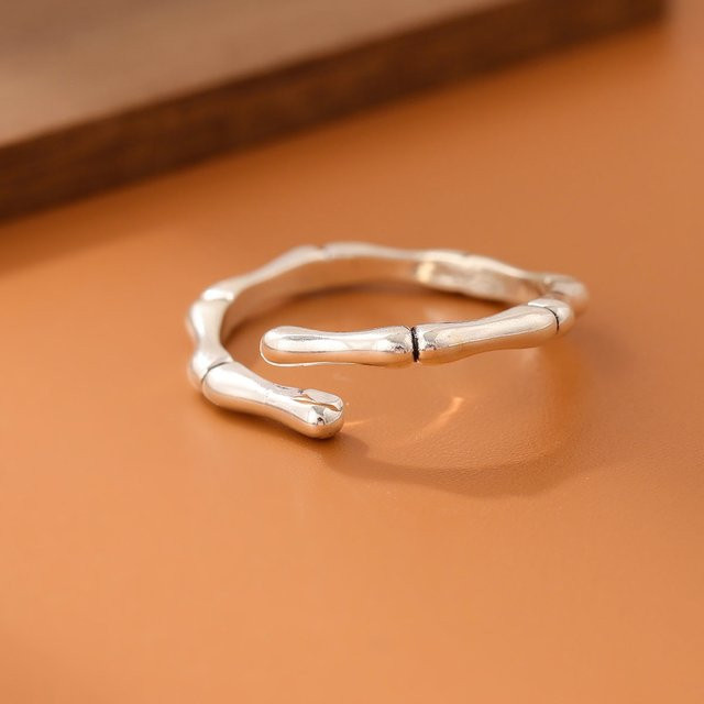 GaGa-Duck Ring, 925 Silber, Bambus, verstellbar, Unisex - Bild 1