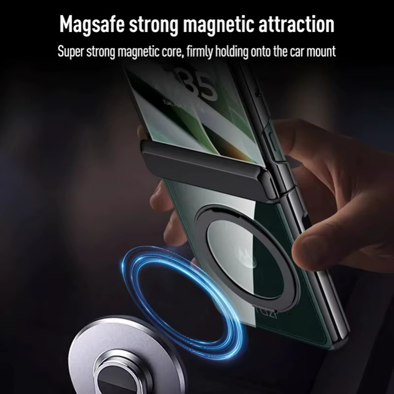 Magnetischer Metallringhalter mit transparentem gehärtetem Glas für Motorola Razr 60, Razr 50 Ultra und Motorola Razr 2024 in Schwarz - Bild 4