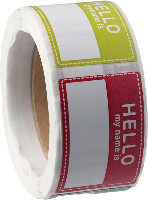 200 Stück Namensschild Aufkleber Hallo mein Name ist in 8 Farben, selbstklebende Papier-Namensschilder für Party, Büro und Zuhause, Multicolor und Weiß - Bild 1