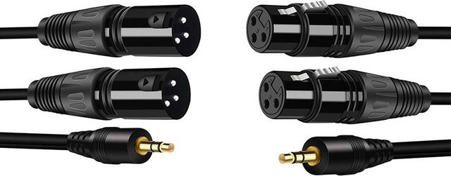 BSN Mikrofon- und Leistungsverstärkungskabel mit 3,5-mm-Dual-Cannon-Stecker und 1/2-Zoll-Cannon-Stecker in Schwarz - Bild 1