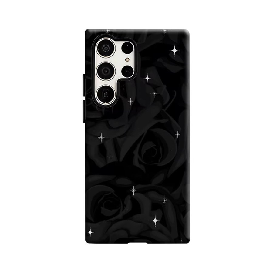 Potdemiel Handyhülle Sternenhimmel Schwarze Rosen für Samsung Galaxy S26 S25 Ultra S24 S23 Ultra Plus Stoßfeste Doppelschicht Rückabdeckung in Schwarz - Bild 6