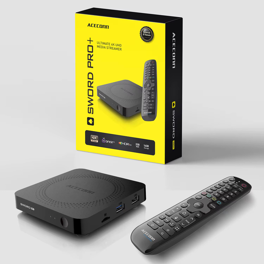 ACECONN Sword Pro+ Streaming Android IPTV Box in Schwarz mit 4K UHD, Dual WLAN und Bluetooth sowie Sprachsteuerung und hintergrundbeleuchteter Fernbedienung - Bild 4