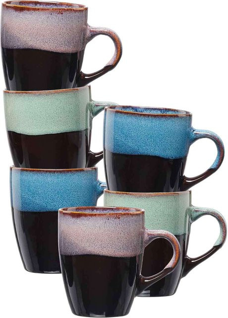 Ritzenhoff & Breker Henkelbecher Mongu aus Keramik, 6er Set, Braun/Mehrfarbig, 380 ml - Bild 1