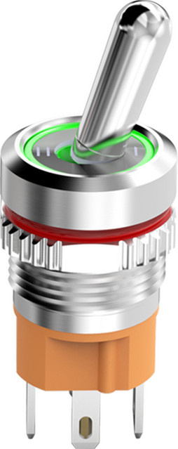 LANBOO Kippschalter mit 16 mm Montageloch, Einzelkontakt, 3/2 Positionsauswahl, Farbe: Silber - Bild 1