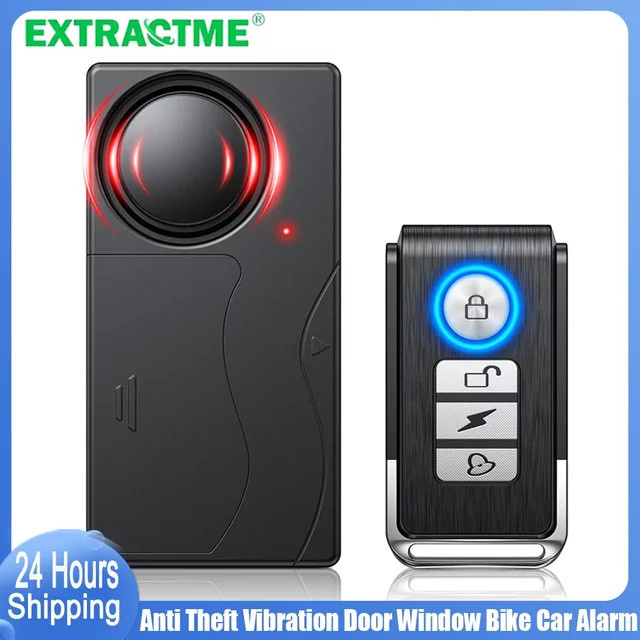Extractme Drahtloser Vibrationsalarm mit Fernbedienung und 110dB Anti-Diebstahl-Alarm in Schwarz - Bild 1