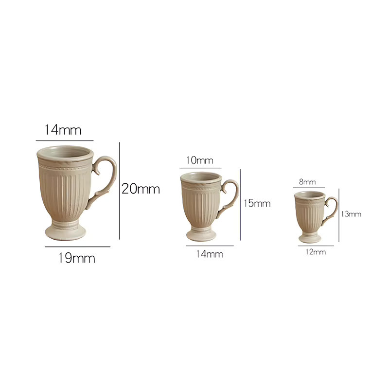 Französisch Retro Mini Hohe Fuß Relief Mark Kaffee Tasse mit Griff, Zubehör - Bild 4