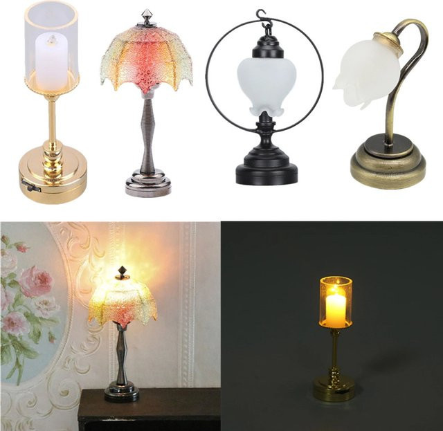 Puppenhaus Mini Glasschirm Nachttischlampe, Zubehör, Maßstab 1:12 - Bild 1