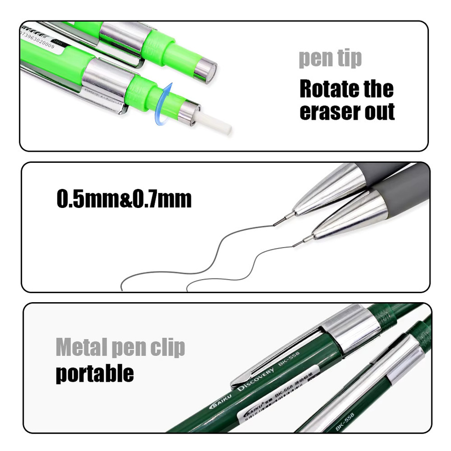 MROOFUL 4-teiliges Druckbleistift-Set mit austauschbaren Minen 0,5 mm und 0,7 mm in HB für Schule und Zeichnen - Bild 4