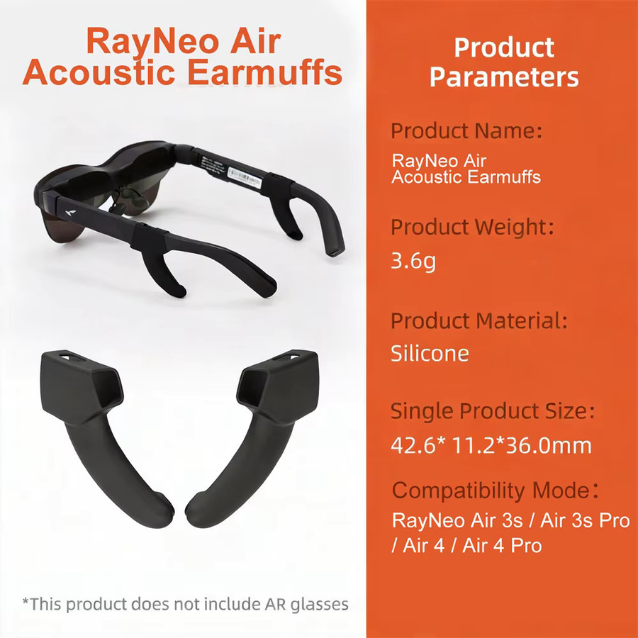 RayNeo Schallrohr aus weichem Silikon für Smart Glasses Air 4, Air 4Pro, Air 3S und Air 3S Pro in Schwarz - Bild 2