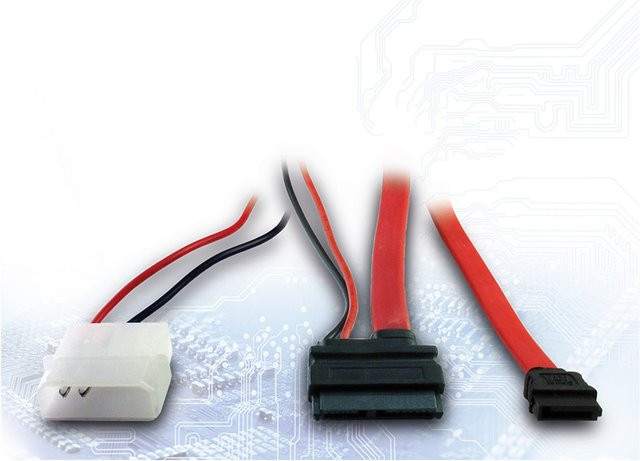 Inter-Tech SATA und Power Slim DVD Kabel in Rot - Bild 1