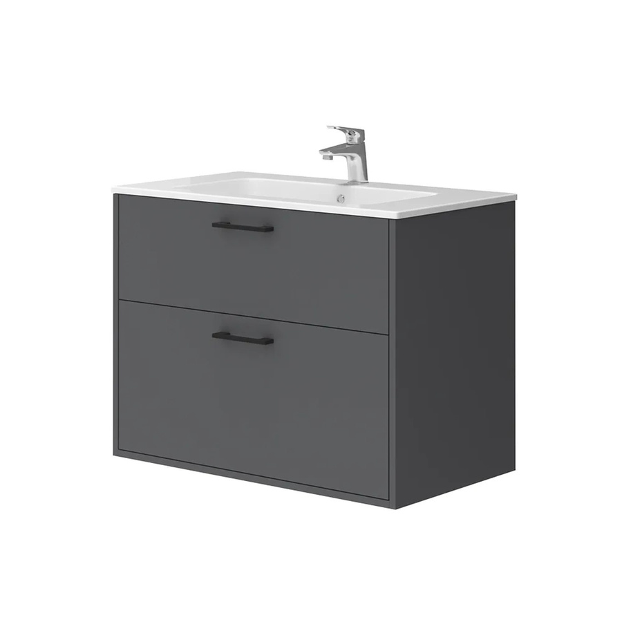 Vicco Badmöbel-Set Lanco in Anthrazit Matt mit Waschtischunterschrank und Spiegelschrank, B/T/H: 80 x 61,5 x 45,5 cm - Bild 2
