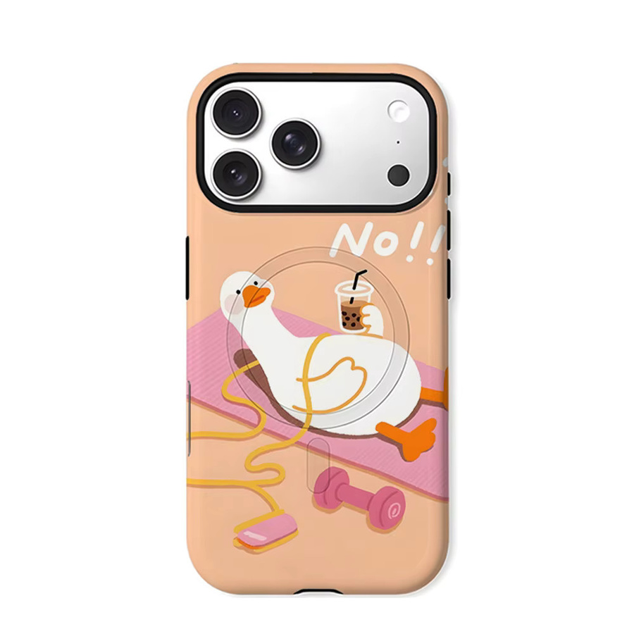 CaseChic Matte Bumper Schutzhülle mit MagSafe für iPhone 17 16 15 14 Plus Pro Max im Lazy Duck Bubble Tea Design - Bild 5