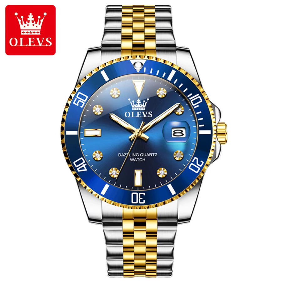 OLEVS Armbanduhr, Quarz, Edelstahl, Blau, Herren - Bild 2