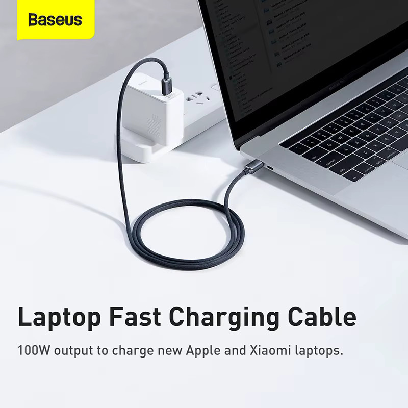 Baseus USB-C auf USB-C Kabel 100 W Schnellladegerät in Schwarz für iPhone 15 16, MacBook, Samsung und Xiaomi - Bild 3