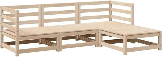 vidaXL 4-teilige Garten-Sofagarnitur aus Kiefernholz in Braun im rustikalen Design - Bild 1