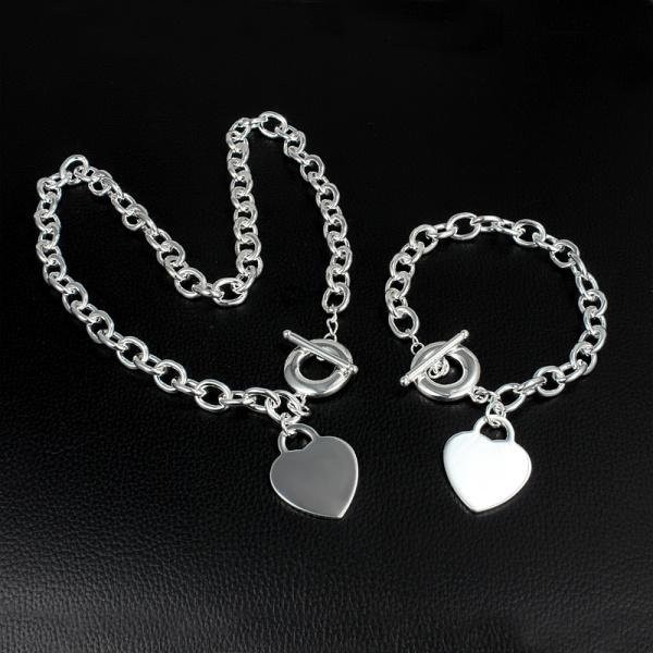 Wucifang Jewelry Schmuckset, 925 Silber, Liebesherz-Kartenanhänger, Damen - Bild 1