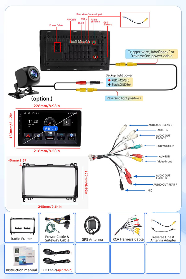 ESSGOO Android 15 Autoradio mit 128GB Speicher, kabelloses Apple CarPlay, Bluetooth und Wi-Fi, IPS-Bildschirm, Schwarz, passend für Mercedes Benz W164 W245 B200 W906 und Volkswagen Crafter Sprinter W639 Vito - Bild 6