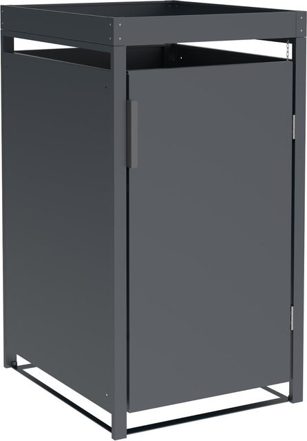 DEGAMO Mülltonnenbox ULM aus verzinktem Stahl mit Pflanzkasten für 120 und 240 Liter, Farbe: Anthrazit, B/T/H: 68 x 80 x 124 cm - Bild 1