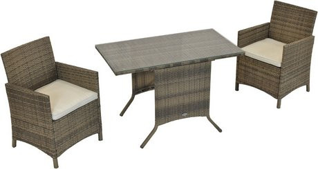 Merxx Treviso Gartenmöbel-Set 3-teilig in Beige mit Geflecht und pulverbeschichteter Oberfläche - Bild 2