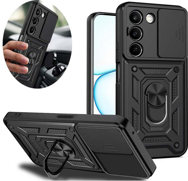 CYYWN Stoßfeste Schutzhülle mit Auto-Magnetring für Realme 16 Pro Plus und Realme 16 in Schwarz - Bild 1
