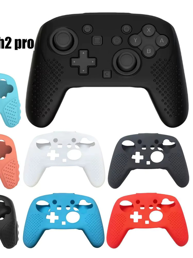 JCD Silikon Schutzhülle in Rot für Nintendo Switch Pro Controller mit Joystick-Grifffolien - Bild 4