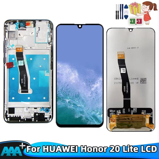 Huawei Honor 20 Lite LCD Display Touchscreen Digitizer Montage mit Rahmen in Schwarz 6.21 Zoll - Bild 1