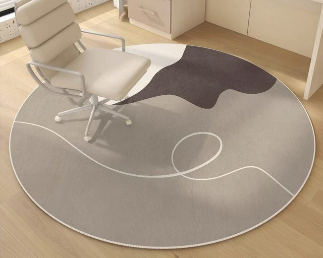 VIKAMA Kristallflor Runder Teppich in Grau mit abstraktem Design und rutschfester Unterseite, Durchmesser: 60 cm - Bild 1