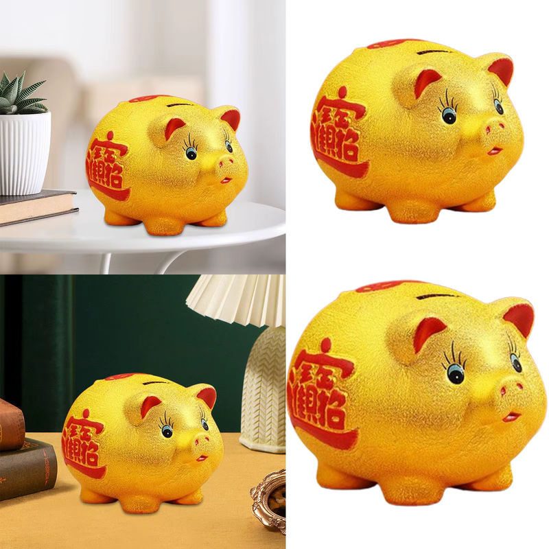 MagiDeal Keramik Sparschwein in Gold als dekorative Schwein Figur und Tischornament - Bild 2
