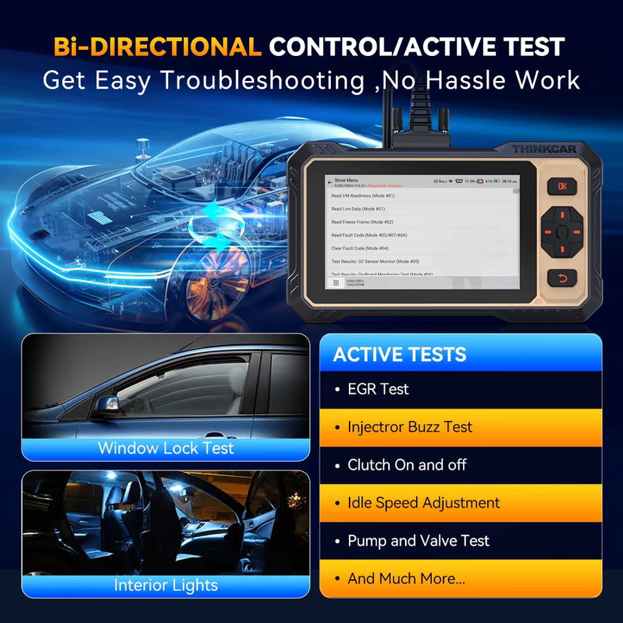 THINKCAR ThinkScan 662 Bidirektionales Diagnosegerät mit CANFD und OBD2-Scanner in Schwarz mit 12 Reset-Funktionen - Bild 3