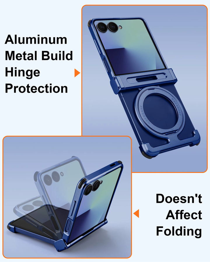 Eary Rahmenlose Metall-Handyhülle mit 360 Grad drehbarem magnetischem Ständer für Samsung Galaxy Z Flip 7 und Z Flip 6 - Bild 3