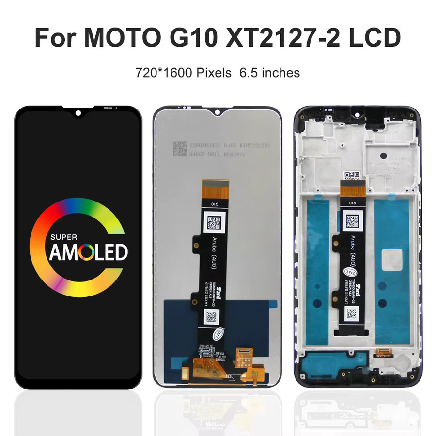 Motorola Moto G10 G20 G30 G50 G60 G100 LCD Display Touchscreen Digitizer mit Rahmen in Schwarz - Bild 1