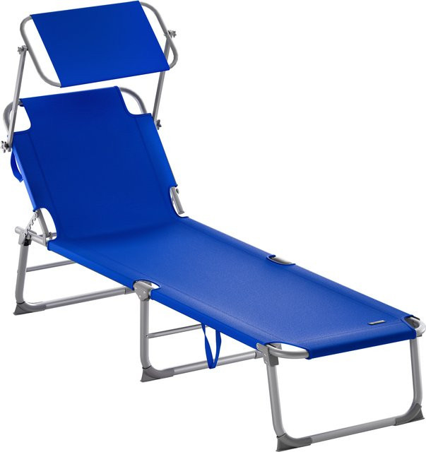 CASARIA Gartenliege Hawaii in Blau mit Sonnen canopy aus Aluminium und Stahl, B/T/H: 190 x 60 x 30 cm - Bild 1