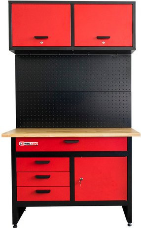 Holzmann Maschinen Werkbank WHL1200 mit Hängeschrank und Lochwand, schwarz/rot, B/T/H: 120 x 60 x 206 cm - Bild 2