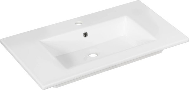 Fackelmann Handwaschbecken B.Perfect aus Keramik in Weiß, rechteckig mit Überlauf, Breite: 82 cm, Tiefe: 48 cm, Höhe: 15 cm - Bild 1