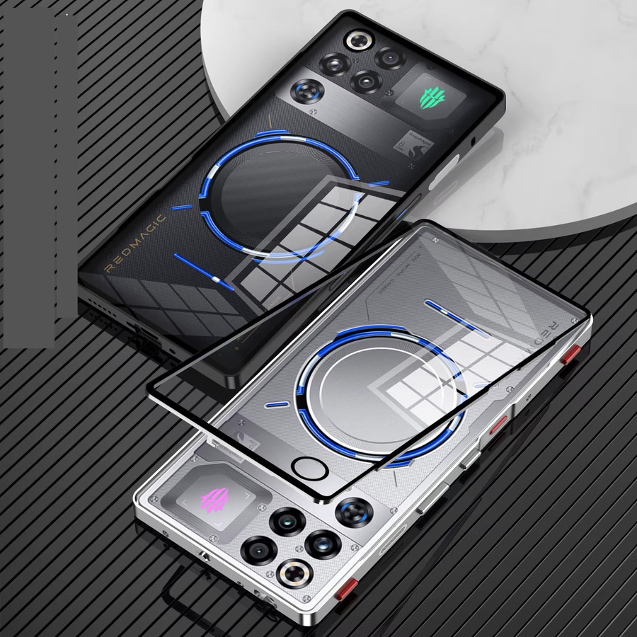 Magnetische Metallrahmenhülle für Nubia Redmagic 11 Pro+, stoßfeste Funda-Coque mit Metall-Acryl-Rückseite, Schwarz - Bild 3