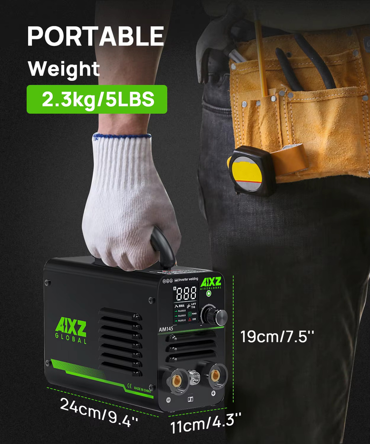 AIXZ 3in1 Schweißgerät Gaslos mit ARC, MMA und LIFT WIG Funktionen, tragbarer MIG IGBT Inverter in Schwarz, 220V, 20-120A - Bild 3