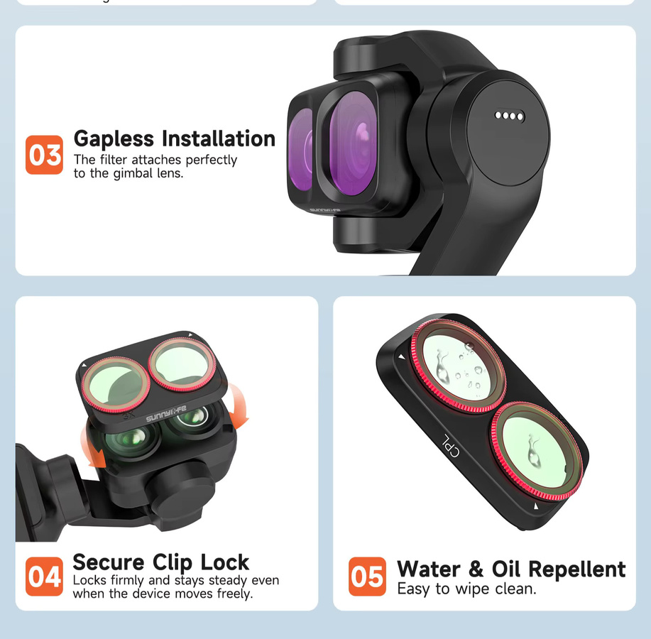 DJI Osmo Pocket 4P Magnetisches Kamera-Objektivfilter-Set mit UV, ND und PL/CPL Filtern - Bild 3