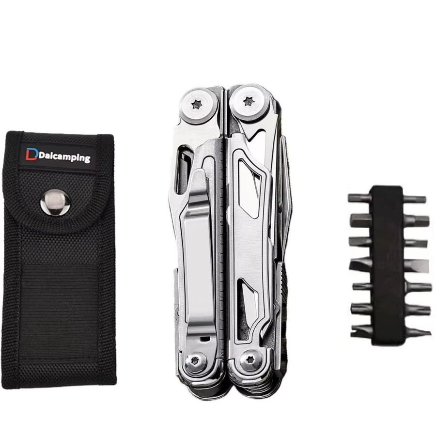 Daicamping DL10 Multifunktionales EDC Multitool aus Edelstahl in Silber mit Schere, Säge, Klemme und Zange - Bild 2