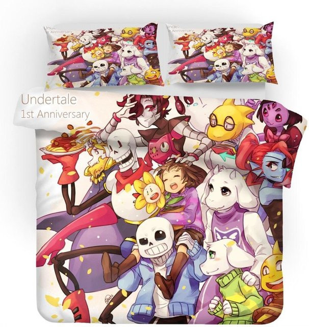 Undertale Sans 3D Bettwäscheset aus Mikrofaser mit Motiv-Druck für Kinder, B/H: 135 x 200 cm - Bild 1