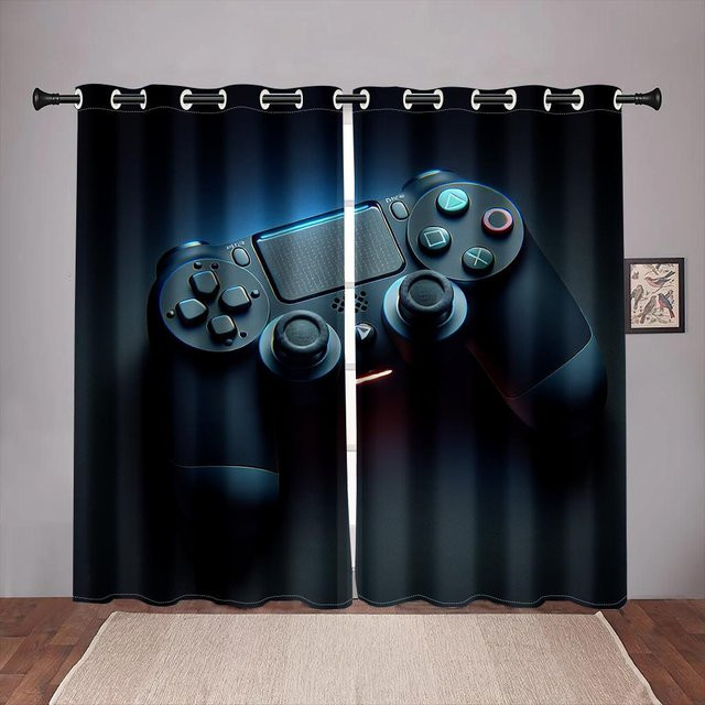 Yiran Furniture Esports Fenstergardinen Set aus Polyester, 2 Stück semi-transparent mit Haken, B: 50 cm, H: 60 cm - Bild 1