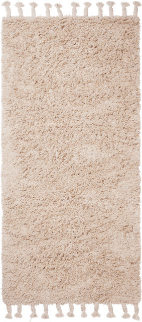 Ferm Living Amass Teppich aus Baumwolle mit Fransen in Weiß und Beige, handgetuftet, rechteckig - Bild 1